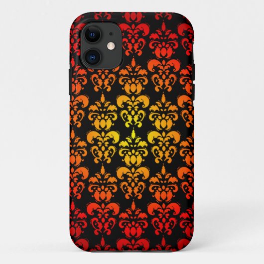 Rode, gele en zwarte damast Case-Mate iPhone case (Achterkant)