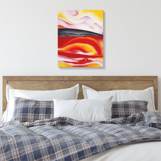 Rode, gele en zwarte streep | Georgia O'Keeffe | Canvas Afdruk (Insitu (Slaapkamer))