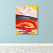 Rode, gele en zwarte streep | Georgia O'Keeffe | Canvas Afdruk (Insitu (Houten vloer))
