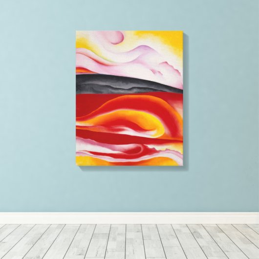 Rode, gele en zwarte streep | Georgia O'Keeffe | Canvas Afdruk (Insitu (Houten vloer))