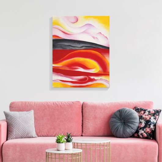 Rode, gele en zwarte streep | Georgia O'Keeffe | Canvas Afdruk (Insitu (Woonkamer))