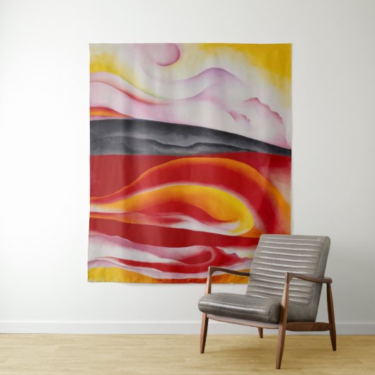 Rode, gele en zwarte streep | Georgia O'Keeffe | Wandkleed (In situ)