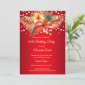 Rode Gele goudpalmen bloemen Birthday Kaart (Staand voorkant)