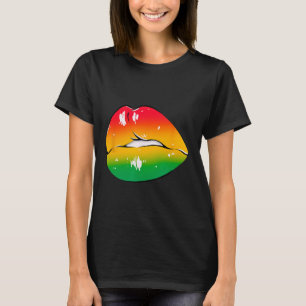 Rode Gele Groene Lippen Afrika Mode Lip Kunst Ontw T-shirt