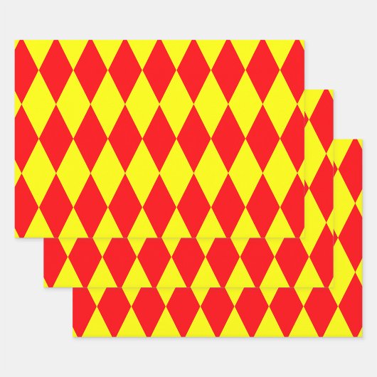 Rode Gele Harlekijn Geruite Ontwerp Inpakpapier Vel