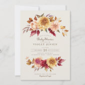 Rode Gele Herfst Bloemen Meisje Baby shower Kaart (Voorkant)