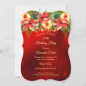 Rode gele Hibiscus Tropische Florence Party Kaart (Voorkant)