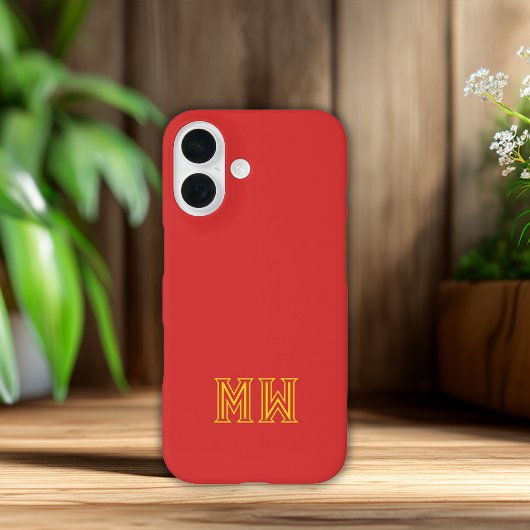Rode Gele Initiaal Monogram Eenvoudig Minimaal Case-Mate iPhone Case