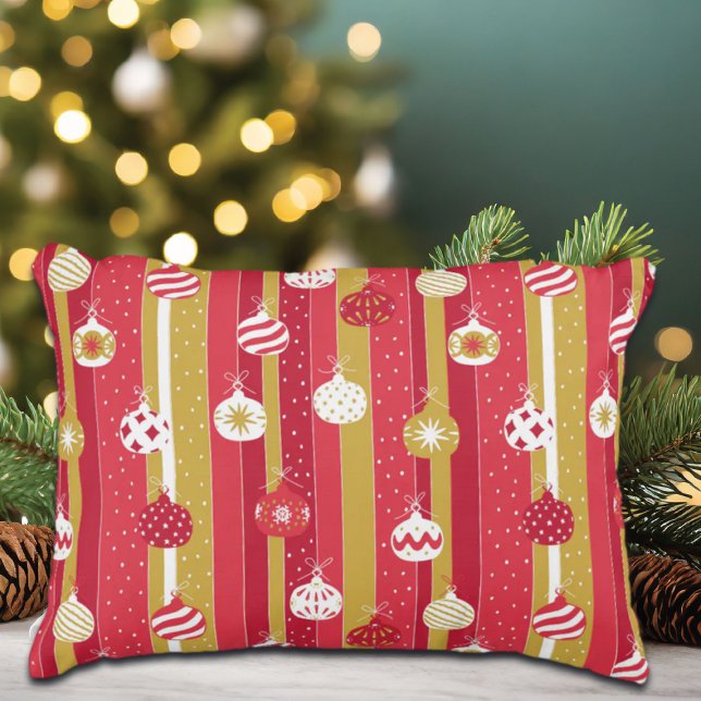 Rode Gele Kerstboom Ornamenten Accent Kussen (Creator heeft geüpload)
