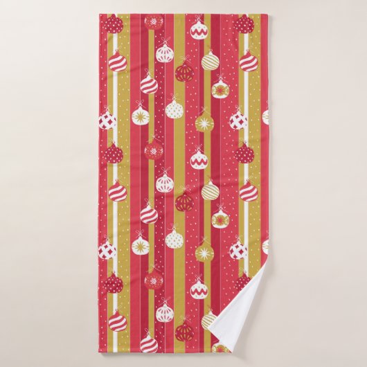 Rode Gele Kerstboom Ornamenten Badhanddoek (Badhanddoek)