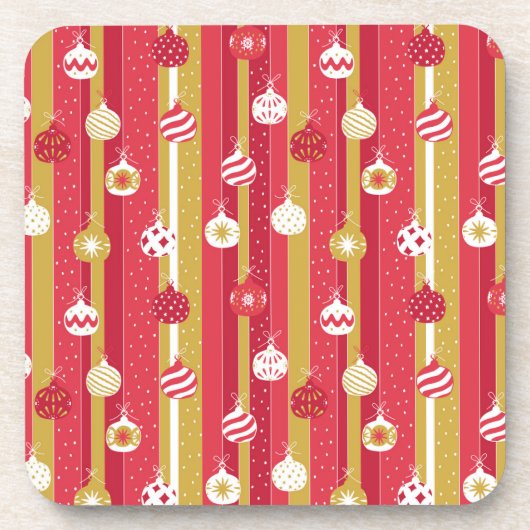 Rode Gele Kerstboom Ornamenten Bier Onderzetter (Voorkant)