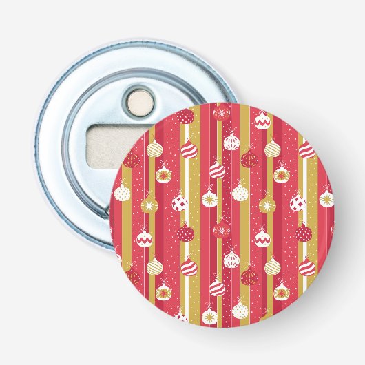 Rode Gele Kerstboom Ornamenten Button Flesopener (Voorkant)