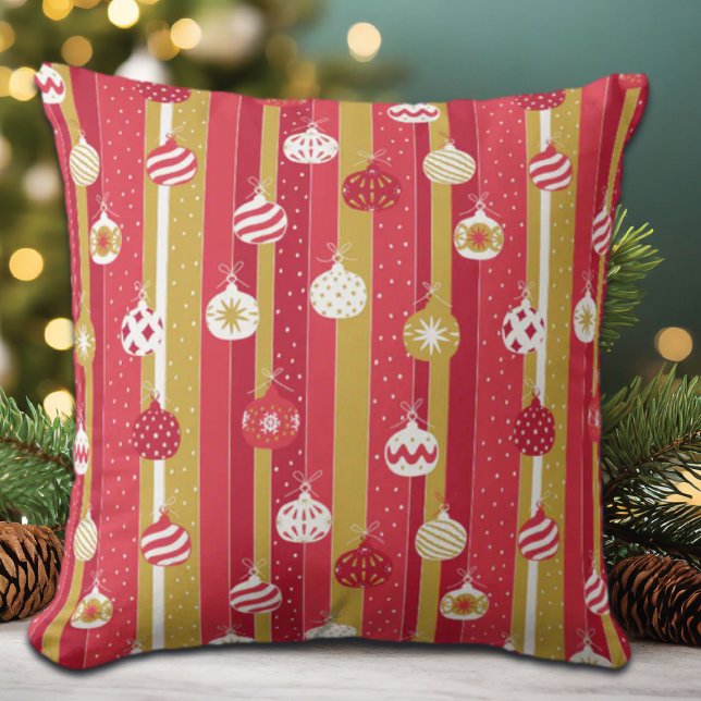Rode Gele Kerstboom Ornamenten Kussen (Creator heeft geüpload)