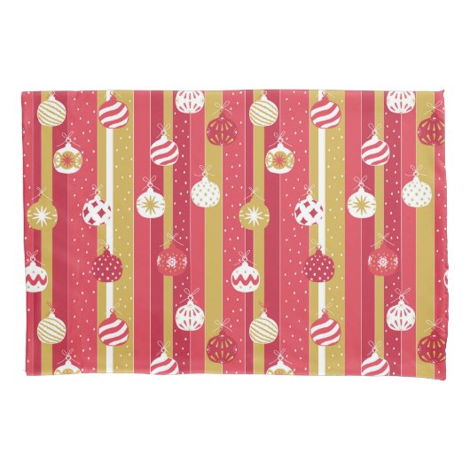 Rode Gele Kerstboom Ornamenten Kussensloop (Voorkant)