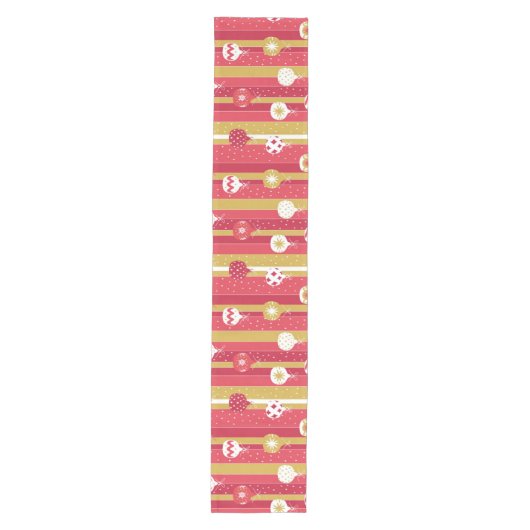 Rode Gele Kerstboom Ornamenten Medium Tafelloper (Voorkant)