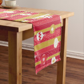 Rode Gele Kerstboom Ornamenten Medium Tafelloper (Voorbeeld)