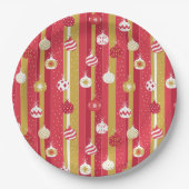 Rode Gele Kerstboom Ornamenten Papieren Bordje (Voorkant)