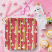 Rode Gele Kerstboom Ornamenten Papieren Bordje (Feest)