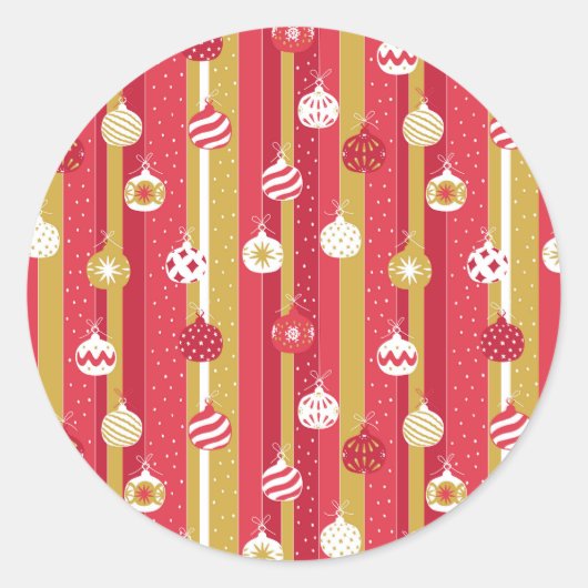 Rode Gele Kerstboom Ornamenten Ronde Sticker (Voorkant)