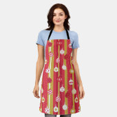 Rode Gele Kerstboom Ornamenten Schort (Gedragen)