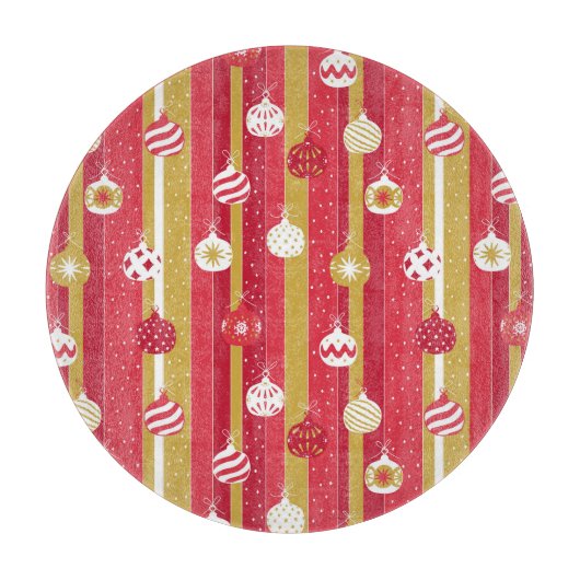 Rode Gele Kerstboom Ornamenten Snijplank (Voorkant)