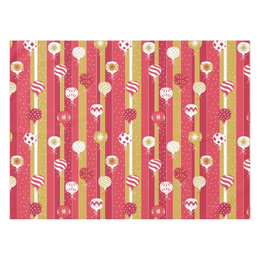 Rode Gele Kerstboom Ornamenten Tafelkleed (Voorkant (Horizontaal))