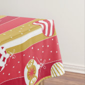 Rode Gele Kerstboom Ornamenten Tafelkleed (Voorbeeld)