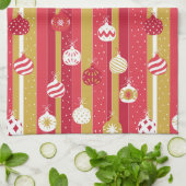 Rode Gele Kerstboom Ornamenten Theedoek (Gevouwen)