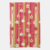 Rode Gele Kerstboom Ornamenten Theedoek (Verticaal)