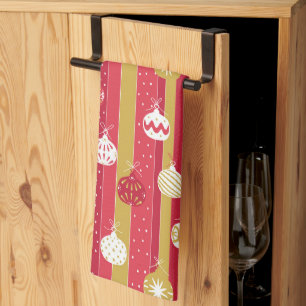 Rode Gele Kerstboom Ornamenten Theedoek