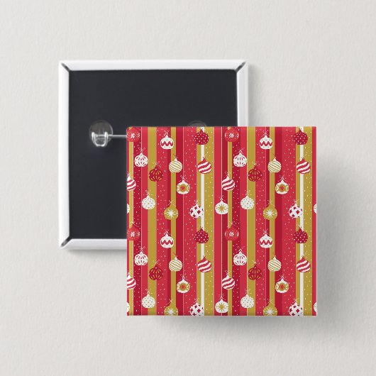 Rode Gele Kerstboom Ornamenten Vierkante Button 5,1 Cm (Voorkant /achterkant)