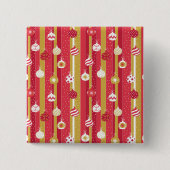 Rode Gele Kerstboom Ornamenten Vierkante Button 5,1 Cm (Voorkant)