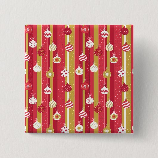 Rode Gele Kerstboom Ornamenten Vierkante Button 5,1 Cm (Voorkant)