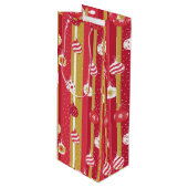 Rode Gele Kerstboom Ornamenten Wijn Cadeautas (Voorkant Gekanteld)