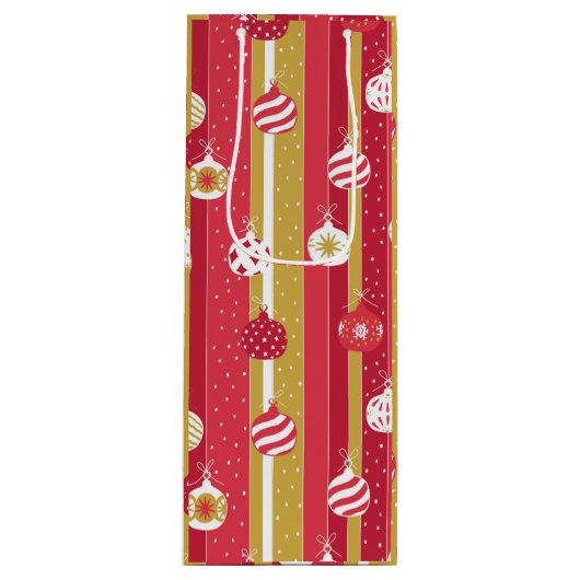Rode Gele Kerstboom Ornamenten Wijn Cadeautas (Voorkant)