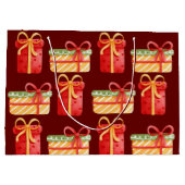 Rode, gele kerstcadeautjes donkerrode, grote cadea groot cadeauzakje (Achterkant)