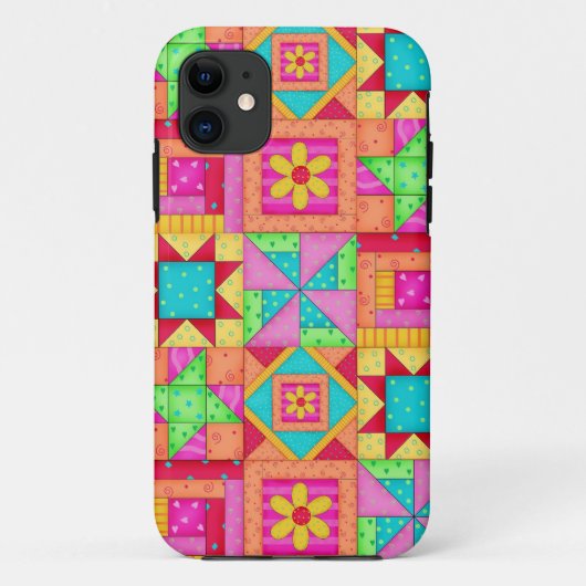 Rode Gele Kleurrijke Patchwork Dekenaankleding Case-Mate iPhone Case (Achterkant)