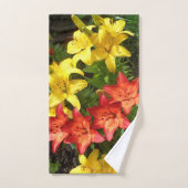 Rode & Gele Lelie Bloem Ontwerp Handdoek Set (Handdoek)