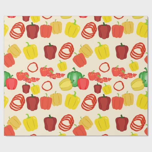 Rode & Gele Levendige Veggie Bell Pepper Cadeaupapier (Vlak)