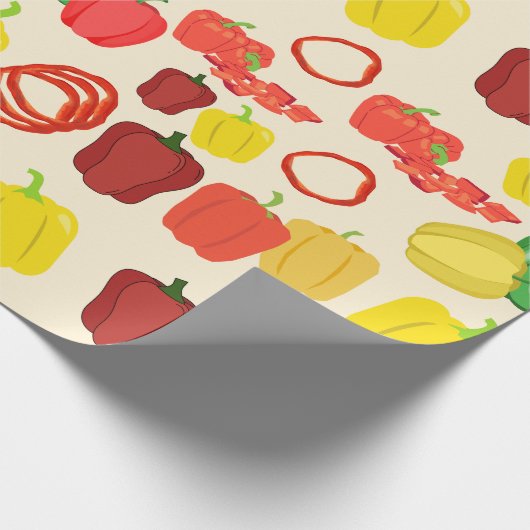 Rode & Gele Levendige Veggie Bell Pepper Cadeaupapier (Hoek)