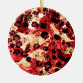 Rode gele maisiebloem abstract ontwerp keramisch ornament (Voorkant)