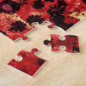 Rode gele maisiebloem abstract ontwerp legpuzzel (Zijkant)