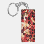 Rode gele maisiebloem abstract ontwerp sleutelhanger (Voorkant Links)