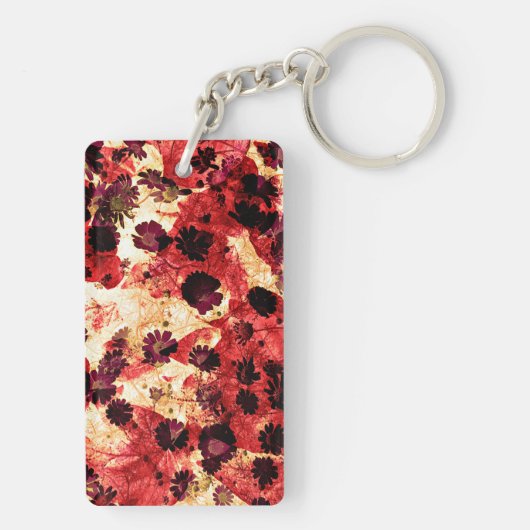 Rode gele maisiebloem abstract ontwerp sleutelhanger (achterkant)