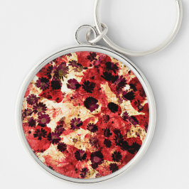 Rode gele maisiebloem abstract ontwerp sleutelhanger