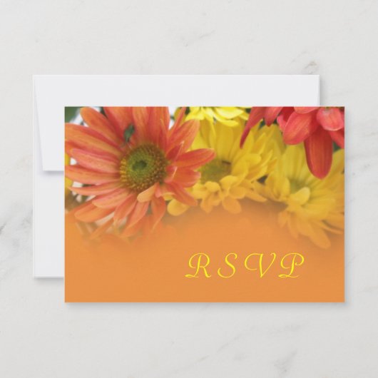 Rode, gele, oranje dagbloemen RSVP bruiloft (Achterkant)