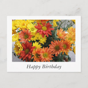 Rode, gele, oranje madeliefjes bloemen gelukkige v briefkaart