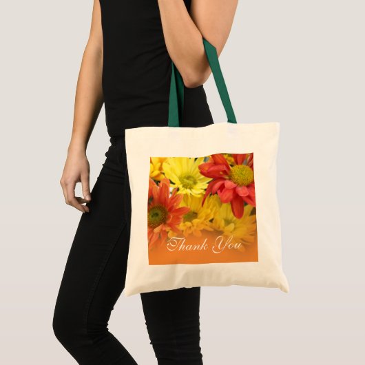 Rode, gele, oranje maisachtige bloemen dank u tote bag (Voorkant (product))