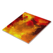 Rode gele oranje wolken abstracte digitale kunst tegeltje (Zijkant)