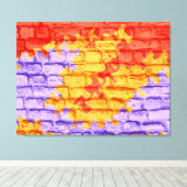 Rode gele Paarse pasteelmuur Canvas Afdruk (Insitu (Houten vloer))